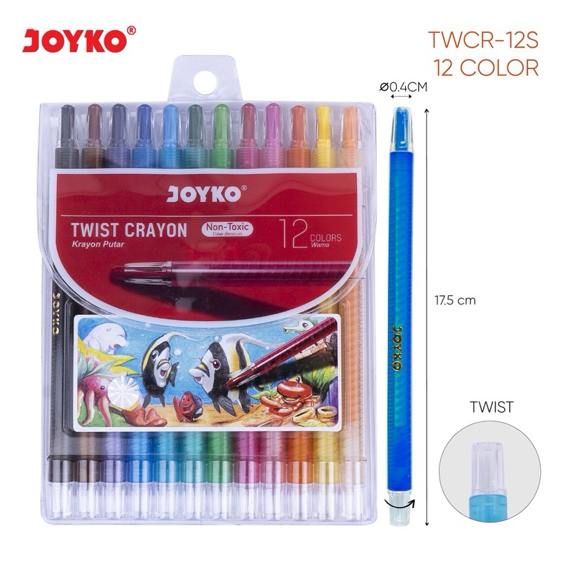 

Krayon Putar Twist Crayon Panjang Joyko TWCR-12S Warna Panjang