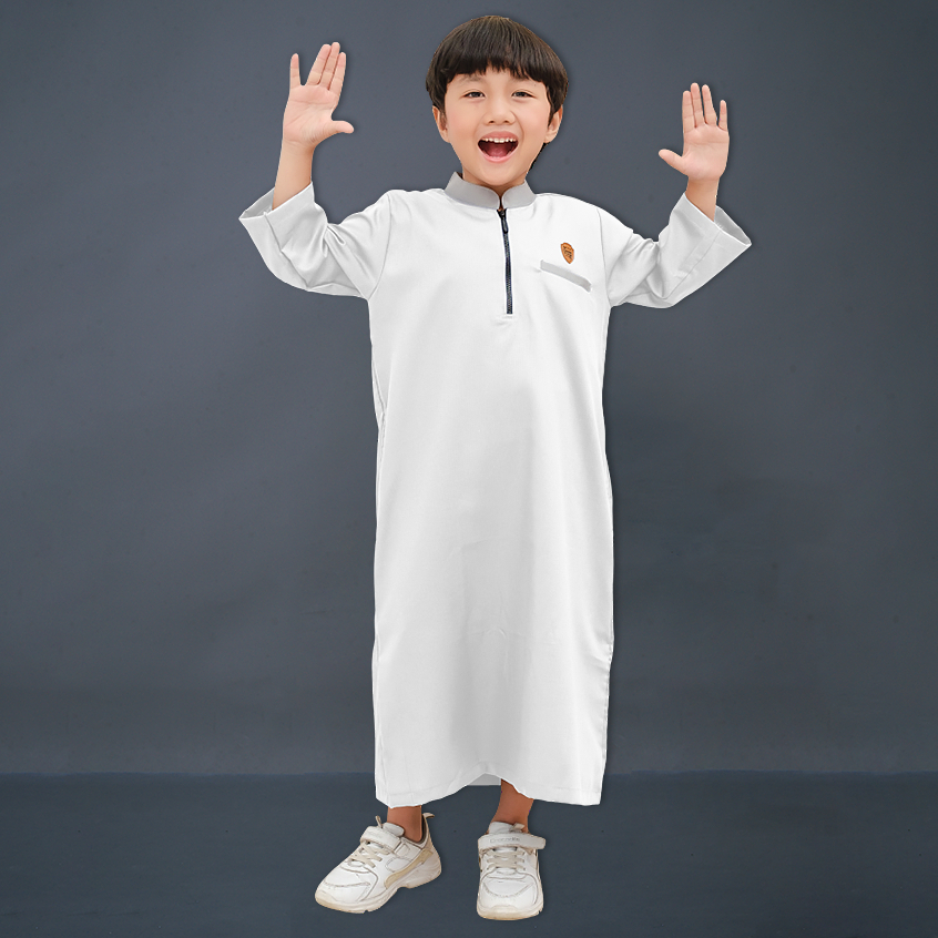 Kawan Muslim - Jubah Gamis Anak Laki Laki Lengan Panjang Bahan Katun Premiun Usia 1 Sampai 14 Tahun Navy Hitam Putih Abu-7