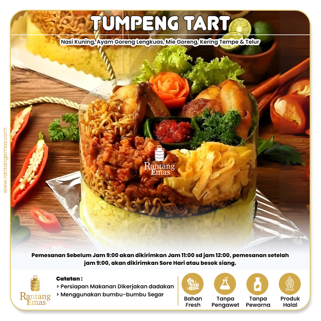 

Tumpeng Tart Nasi Kuning Catering Rumahan Makanan Tasyakuran Hajatan Praktis Enak Murah Matang Siap Saji