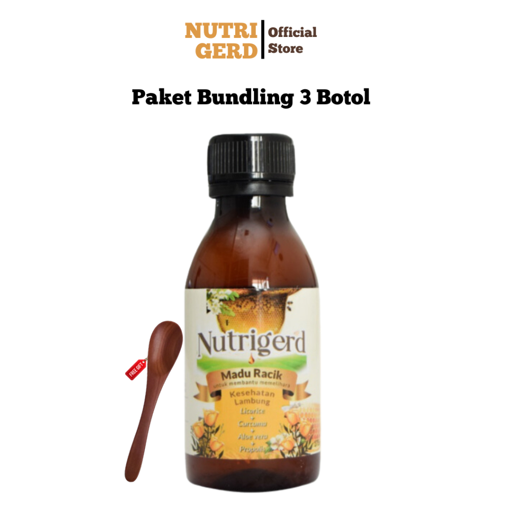 

Nutrigerd Madu Herbal Berat Bersih 175 Gram Paket 3 Botol Free Gift Sendok Kayu