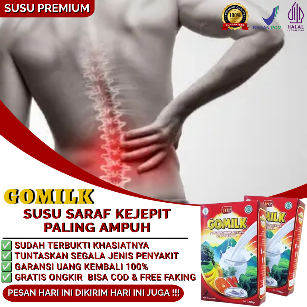 

GOMILK 100% ORIGINAL - Susu syaraf kejepit Nyeri Sendi Urat saraf kejepit Di Leher Arthritis Obat Sakit Pinggang Punggung Sakit Lutut Nyeri Tulang Dan Sendi Otot Kaku Osteoporosis dll