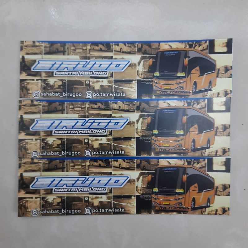 

3pcs Sticker Bus Stiker Bis Anti Air Tam Wisata Birugo