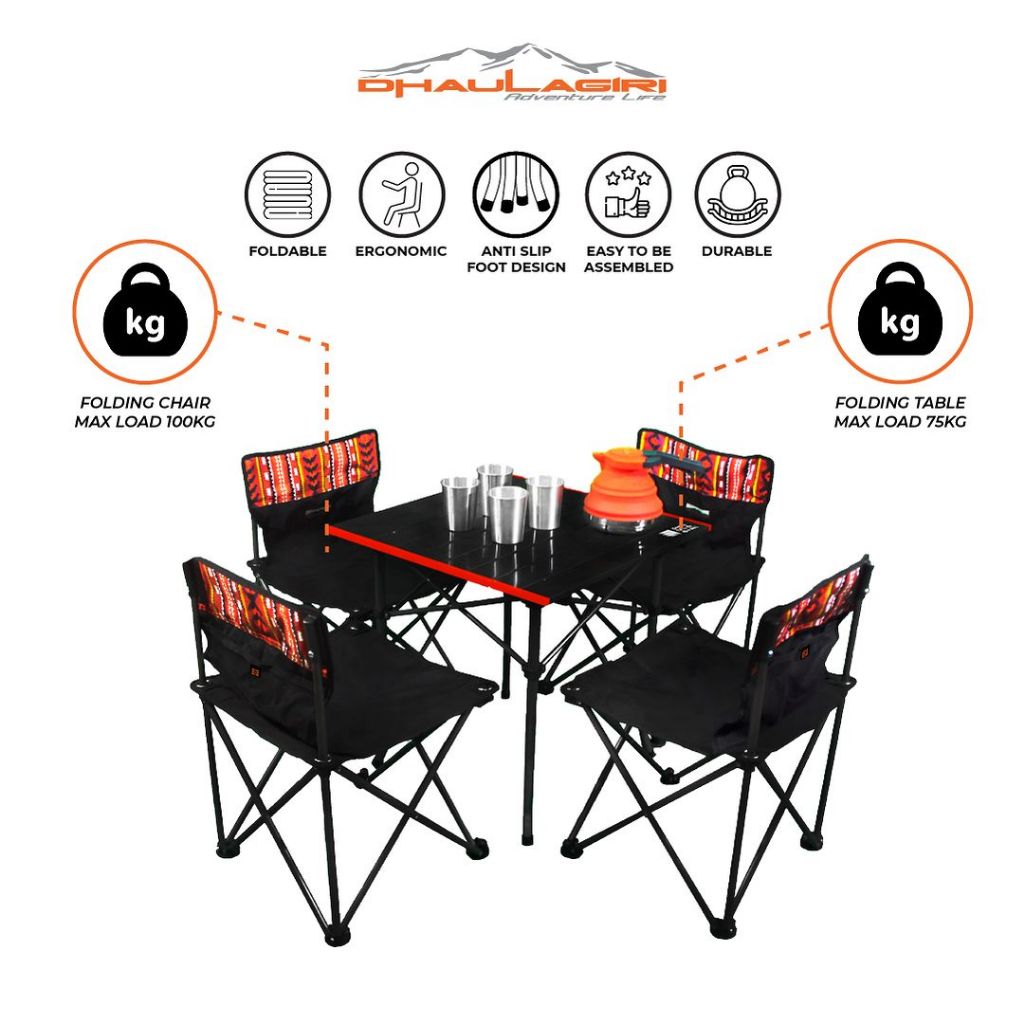 Meja dan Kursi Set Dhaulagiri - Dhaulagiri Folding Chair & Table