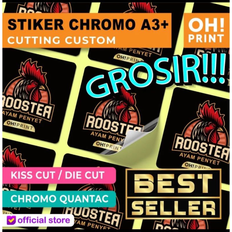 

Cetak stiker Label Cromo A3+ sticker costum cromo Tampa laminasi