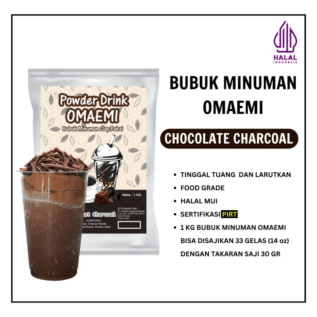 

BUBUK MINUMAN PREMIUM RASA CHOCOLATE CHARCOAL 1 KG | BPOM & HALAL