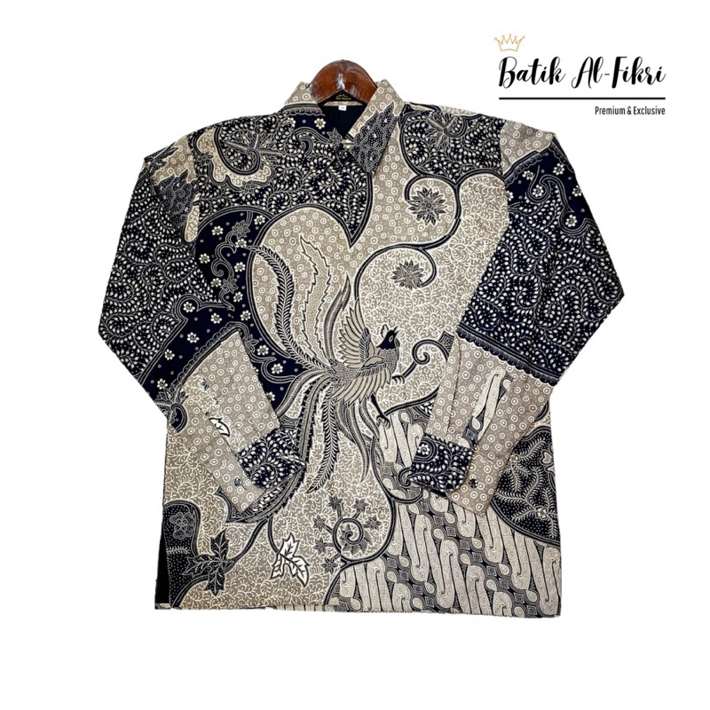 kemeja batik cap solo premium lengan panjang warna salem