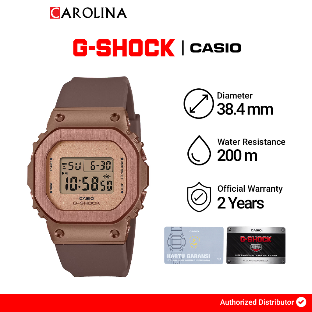 Jam Tangan Wanita Casio G-shock GM-S5600UBR-5D Digital Brown Dial Brown Resin Band