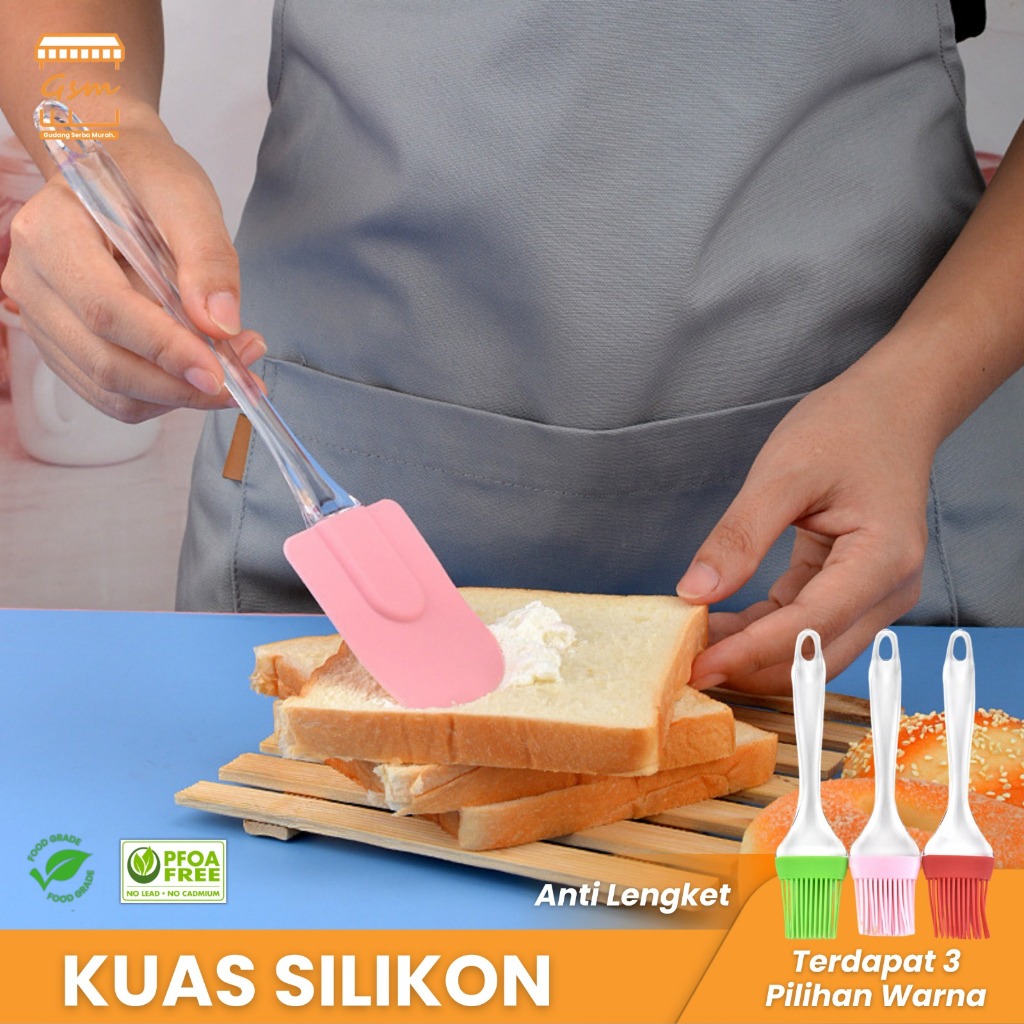 GSM Spatula & Kuas Silicone satu set / Kuas Kue Silicone & Spatula Silicone / Set Kuas dan Spatula