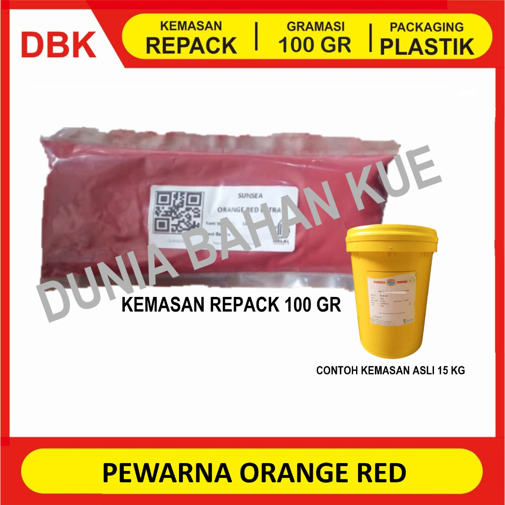 PEWARNA MAKANAN FOOD GRADE ORANGE RED || 100 GR