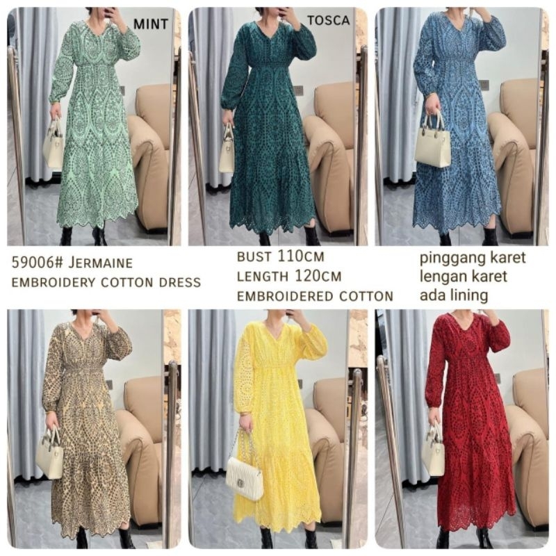 Jermaine Embroidery Cotton Dress Katbol import