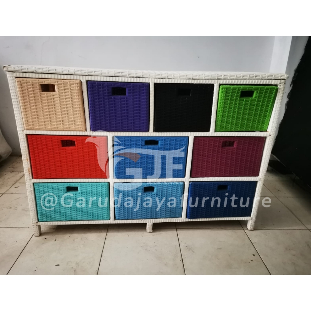 LOCKER BOX 10 DAN 6 RUANG/RAK LACI ROTAN SINTETIS/BOX PENYIMPANAN SUSUN/LEMARI SUSUN
