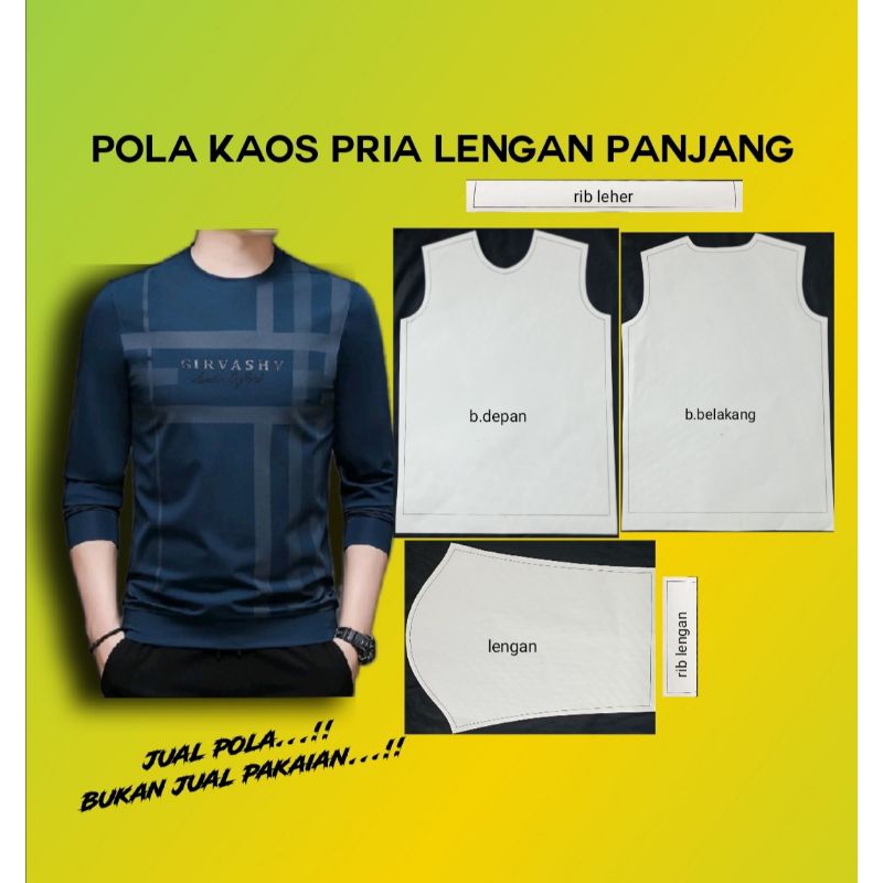 POLA baju kaos pria lengan panjang reguler