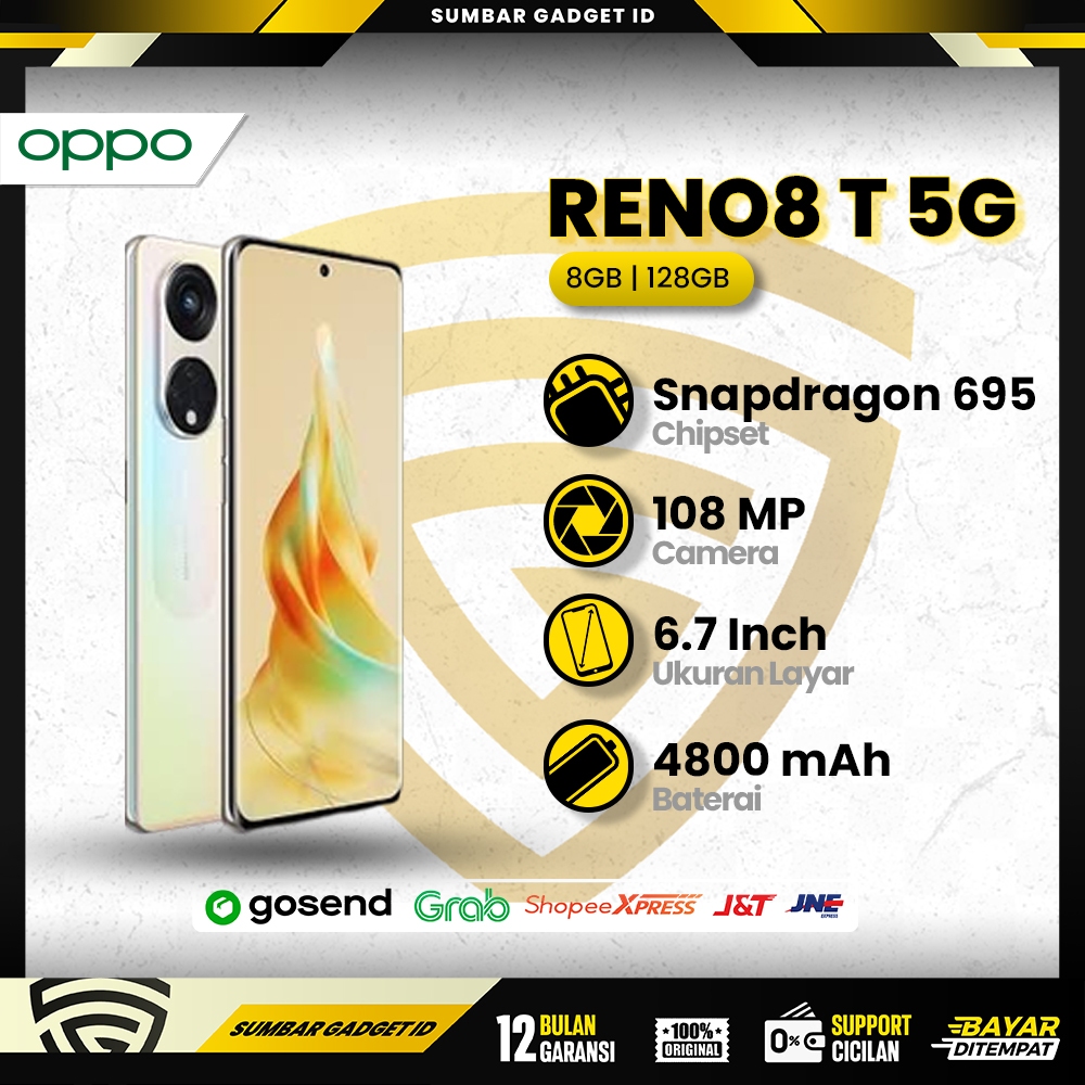 OPPO RENO 8T 5G,RAM 8/128GB ( +8GB EXTENSION RAM ) OPPO RENO8 T GARANSI RESMI OPPO