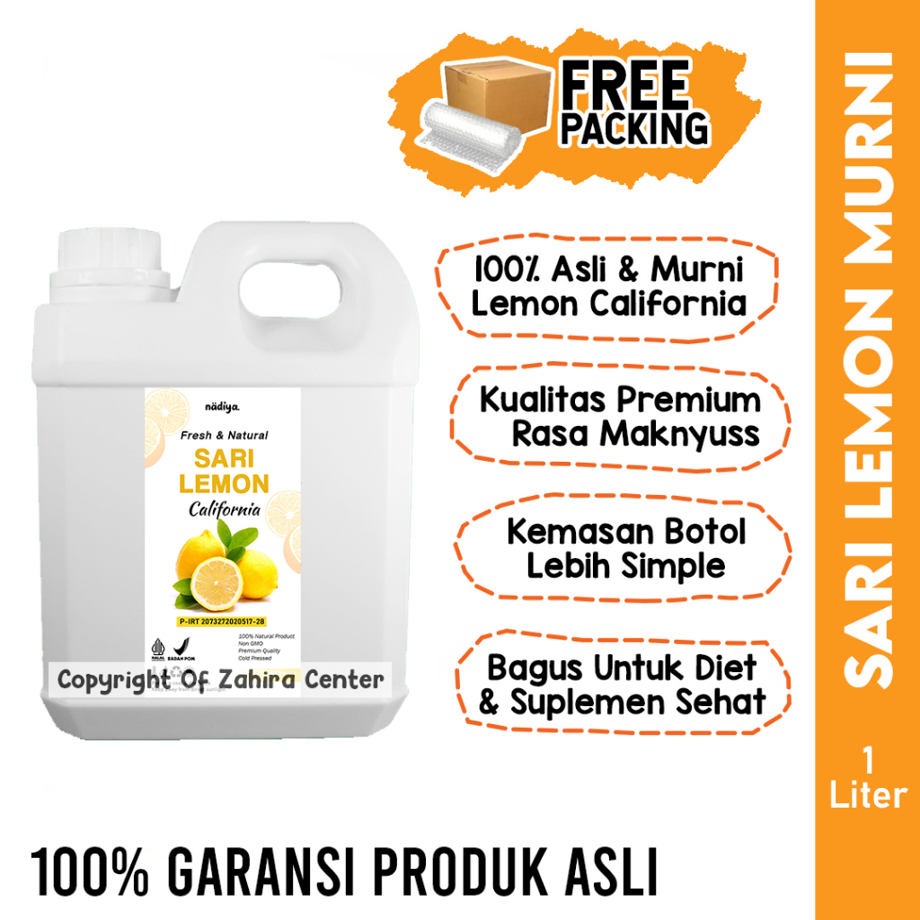 

MURNI 100% SARI LEMON ALAMI 1 LITER Kemasan Jerigen Perasan Jeruk California Pilihan Dijamin Alami