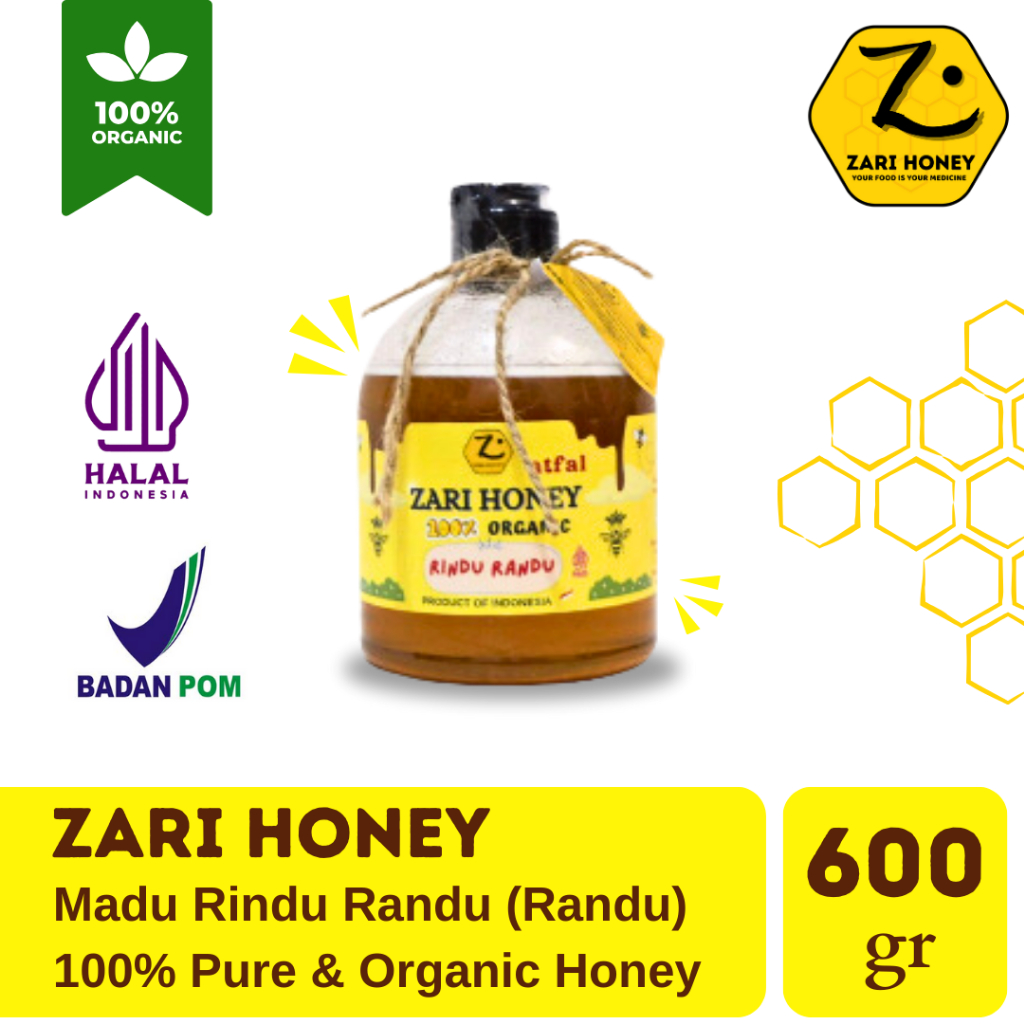 

Zari Honey Madu Rindu Randu 600gr (Randu) 100% Madu Organik