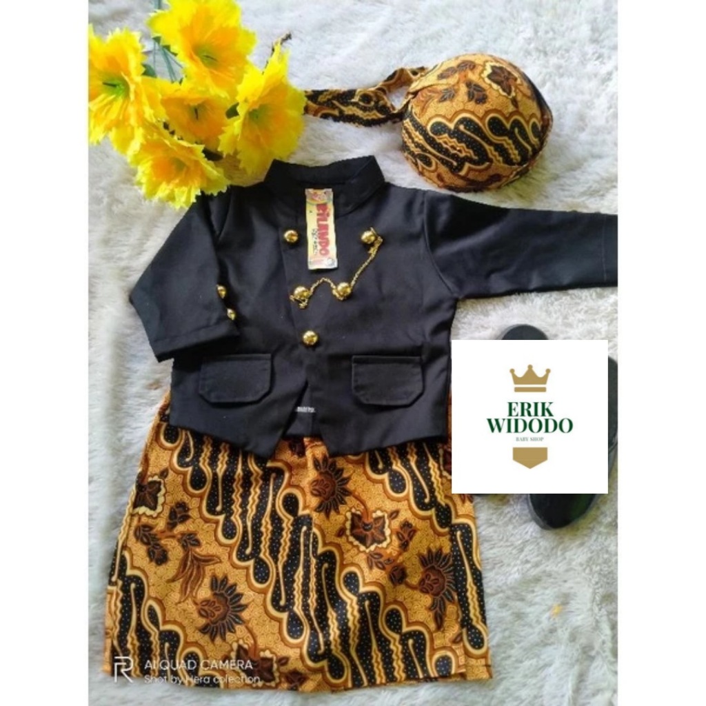 FREE BLANGKON Baju Beskap Anak dan Bayi Laki-laki modern Warna Hitam