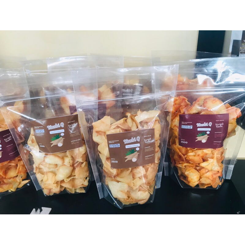 

Kripik Kasbi Q varian Pedis Manis dan Manis Asin