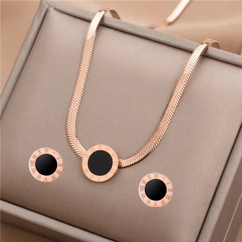 ✅Terbaru Kalung Titanium Wanita Model Bulat Kalung Titanium Permata Kalung Wanita Model Clover Kalun