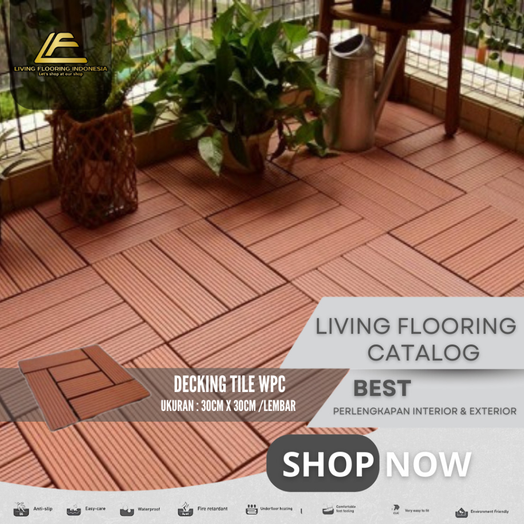 Lantai Kayu Decking Tile WPC | WPC Decking Tile 30 x 30