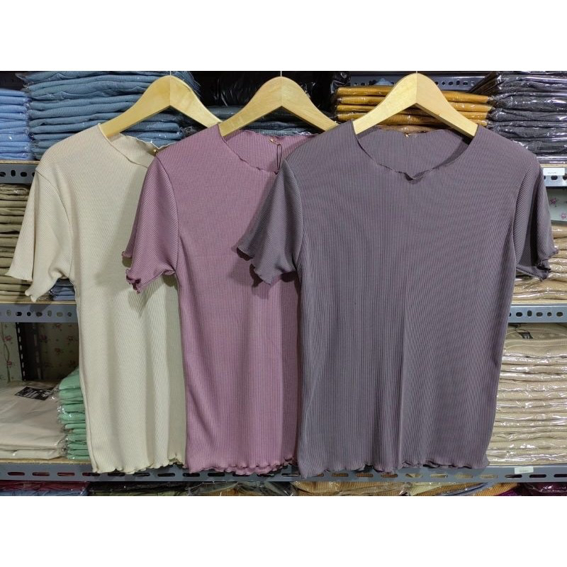 KAOS RIB PREMIUM LENGAN PENDEK/Kaos Kriwil Lengan Pendek/Atasan lengan pendek