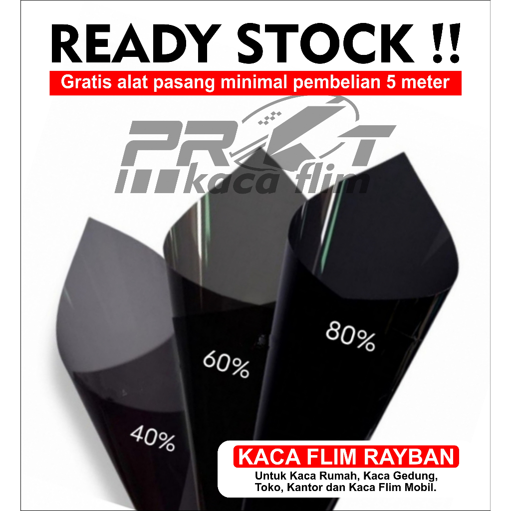 Stiker Kaca Film Jendela Rumah Riben warna Hitam Kaca Film Mobil 40% 60% 80%