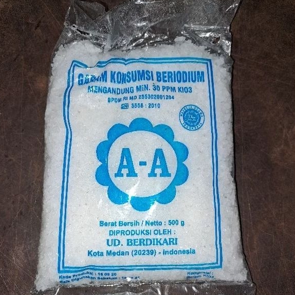 

Garam Kasar Konsumsi Beriodium 500gr / Garam Kasar merk AA