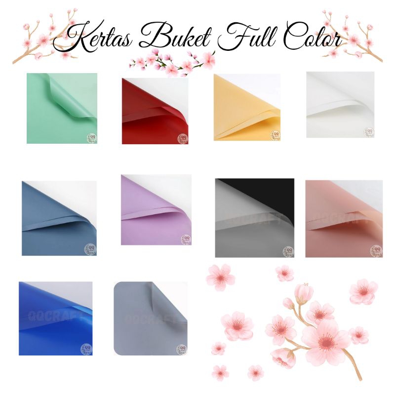 

Kertas Buket Polos Full Color Solid Kertas Cellophane Flower Wrapping Paper Cellophane