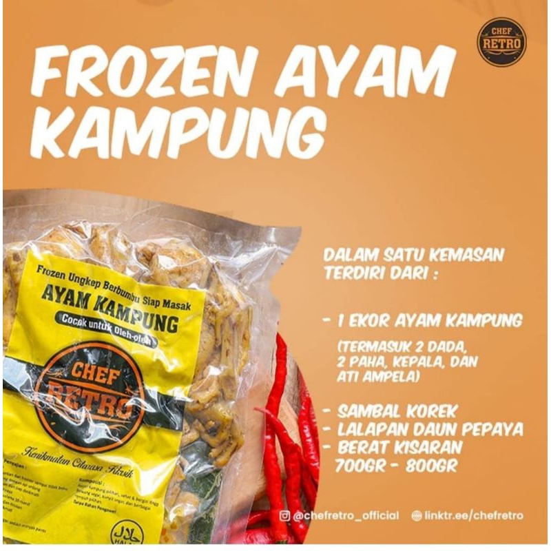 

Ayam Kampung Ungkep Frozen Original CHEF RETRO (komplit sambal dan lalapan)