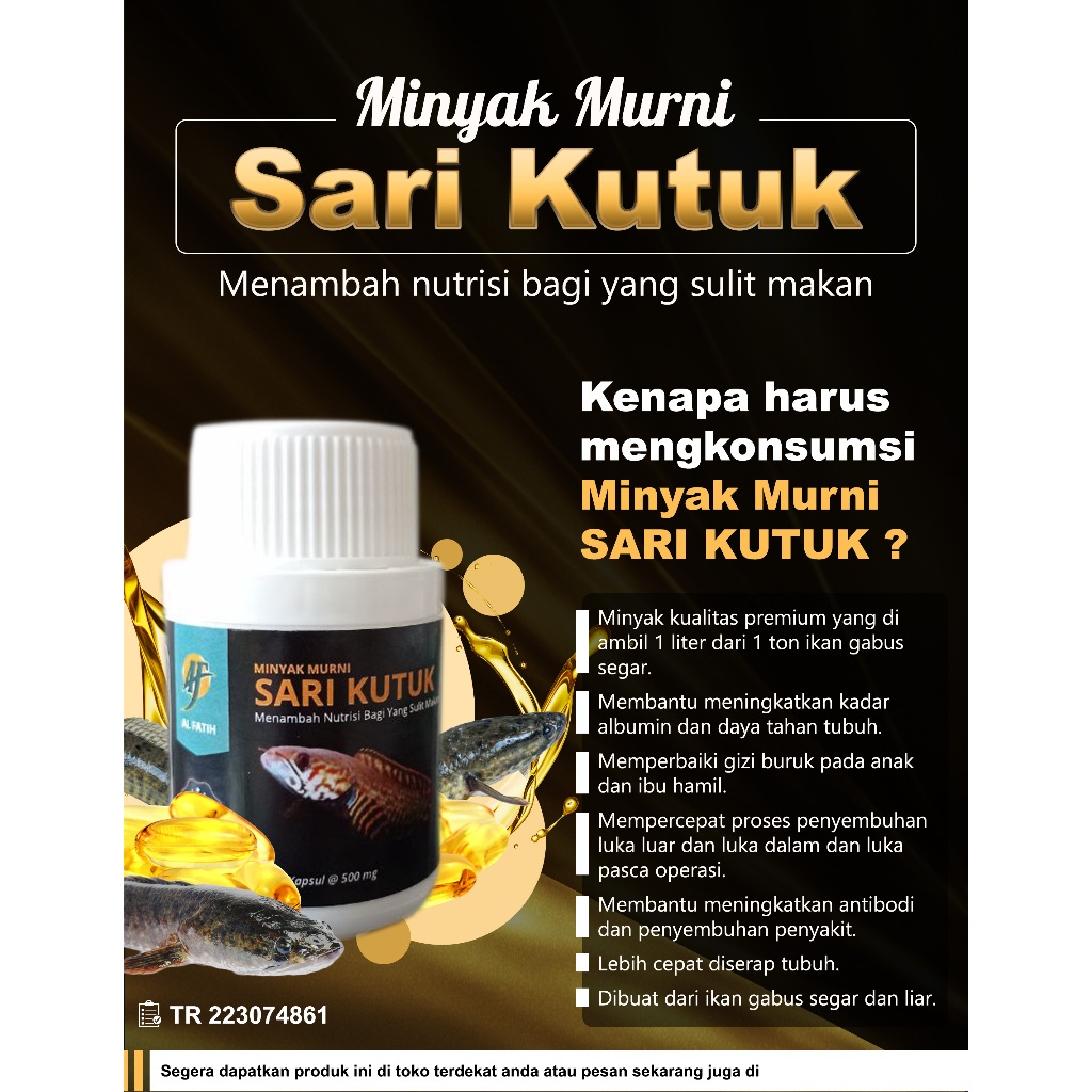 Suplemen Kapsul Minyak Ikan Sari Kutuk yang diambil dari Ikan Gabus Segar