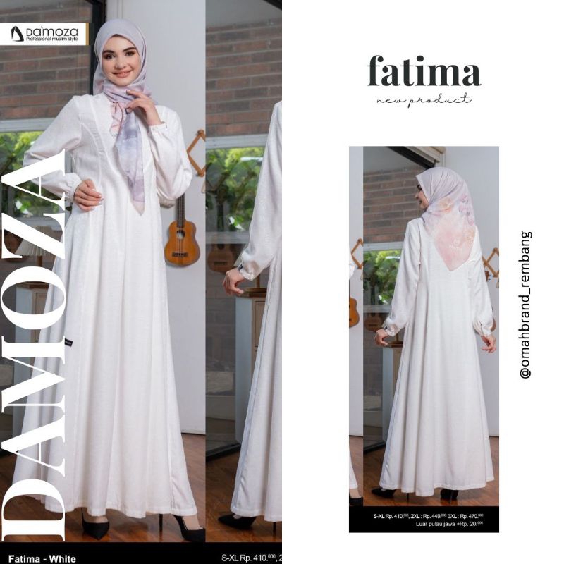 MUTIF DAMOZA FATIMA WHITE TERBARU| GAMIS/DRESS PUTIH 2024 PREMIUM COCOK UNTUK ACARA FORMAL/KE TANAH 