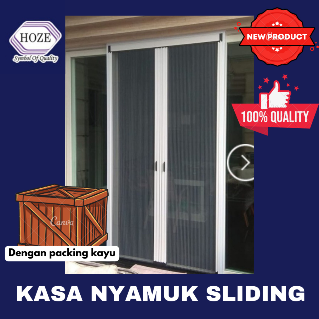 (DENGAN PACKING KAYU & SUDAH DIRAKIT) Hoze Kasa nyamuk lipat sliding - Magnetic insect screen