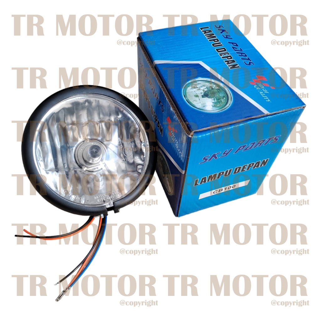 Lampu Depan Headlamp CB 100 Reflektor CB100 Bahan Besi Bohlam LED