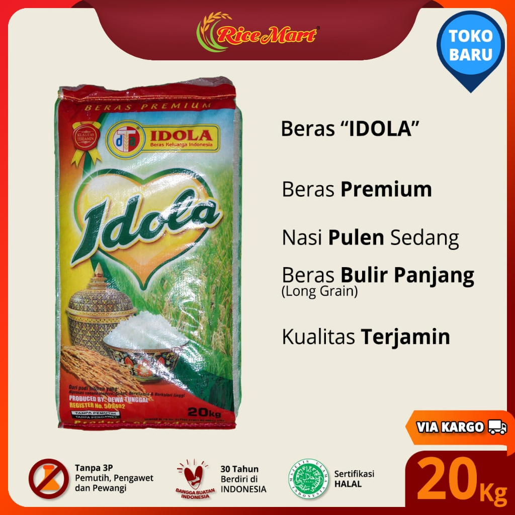 

Beras IDOLA 20 kg [KARGO] - Beras Premium - Pulen Sedang - Produk Indonesia