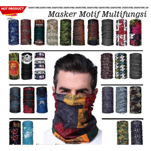 Bandana Buff Slayer Masker Motif Random - Murah Meriah / Slayer Pria Motif / Masker Slayer Pria