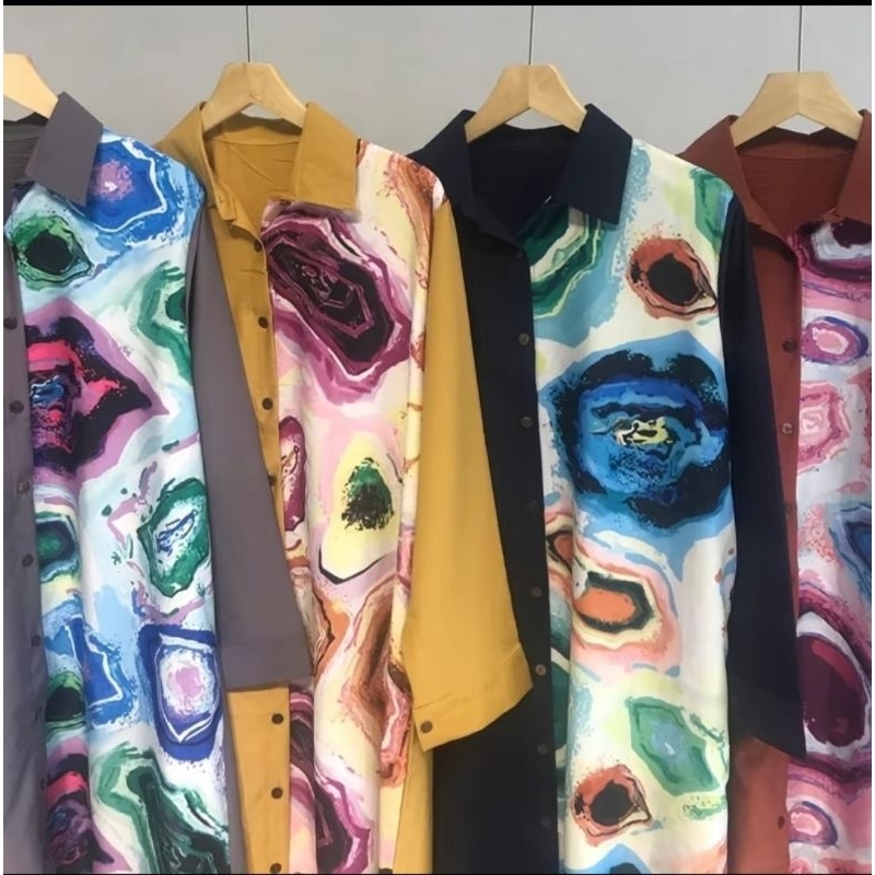 Long Tunik Motif Abstrak - Bajuwanita Longtunik Tunic wanita Motif abstrak motifkekinian simple Atas