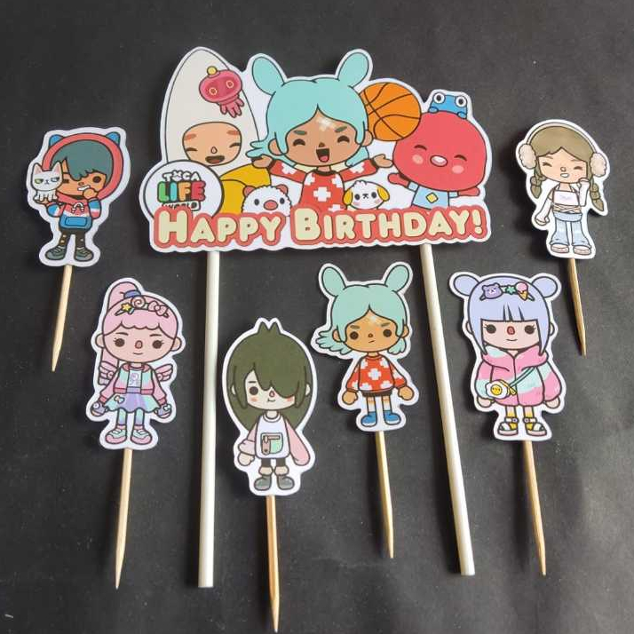 topper toca boca happy birthday hiasan kue ulang tahun