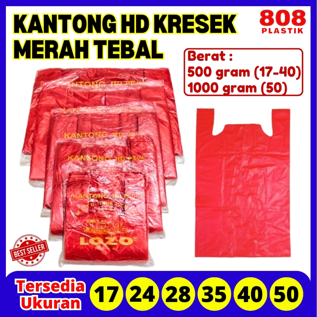 JUMBO HDPE LOZO Kantong Plastik HD Asoy Kresek Merah Tebal Ukuran 50 Raja Jumbo Besar
