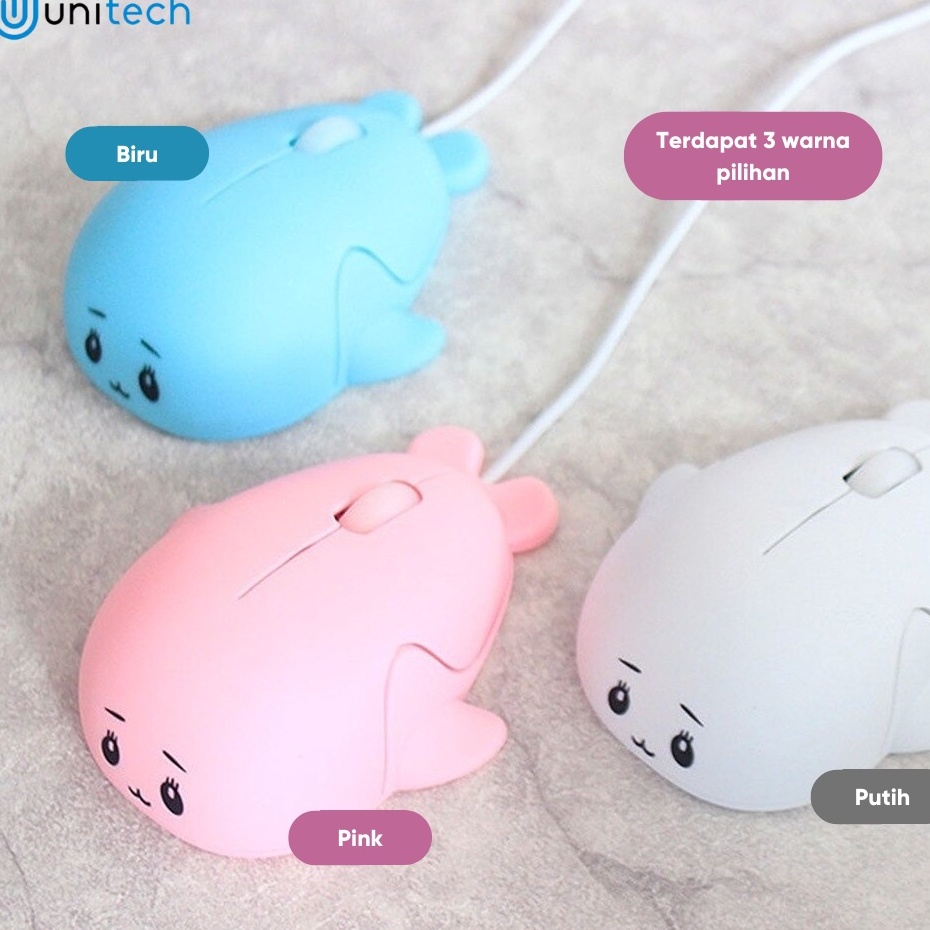 Mouse Kabel USB Karakter Lucu Dolphin Lumbalumba 12 DPI