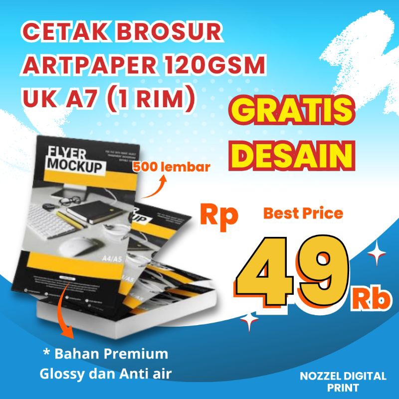 

CETAK BROSUR A7 1RIM MURAH GRATIS DESAIN | BAHAN ARTPAPER 120GSM