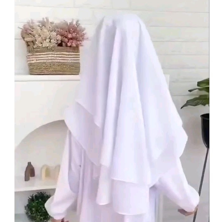 RB Hijab Khimar Anak 2 Layer Ceruty Babydoll Premium Jilbab Syar'i kids Dua Layar Ceruti babydoll