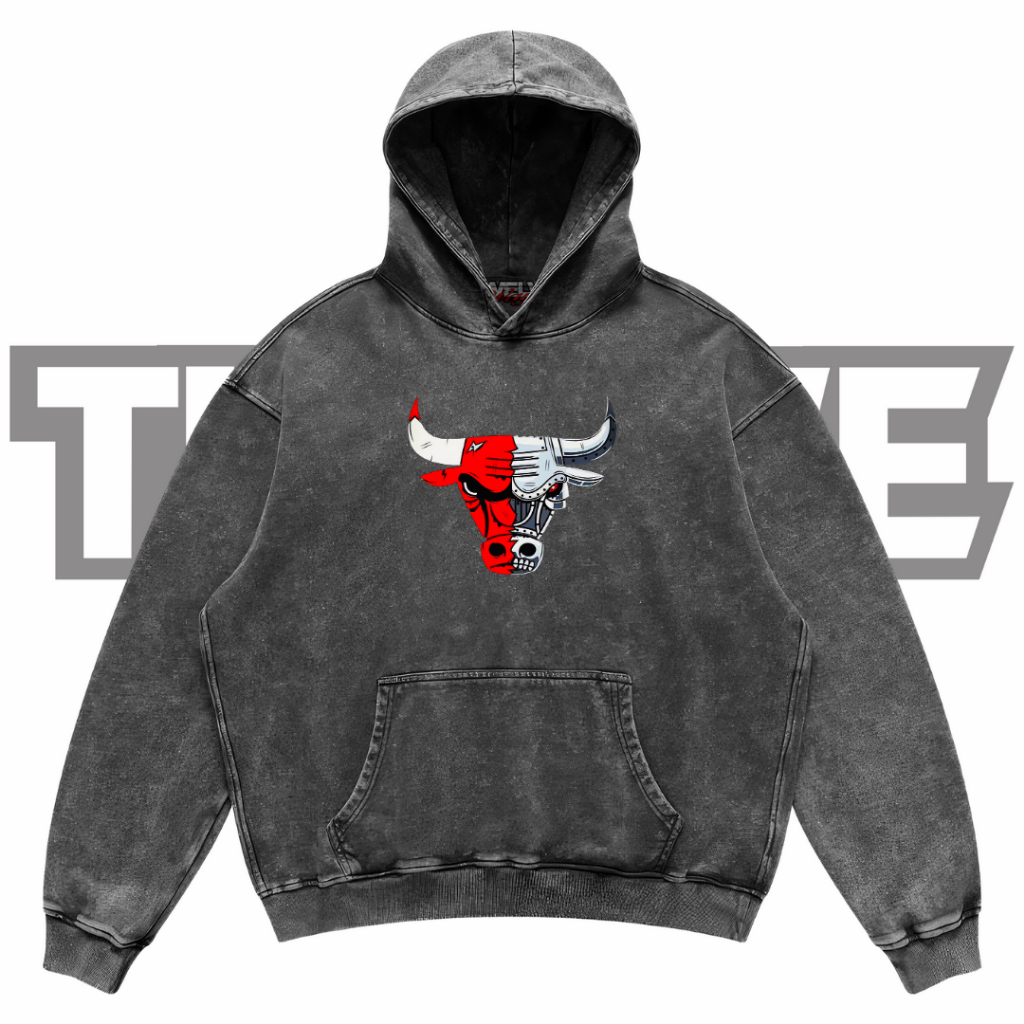 CHICAGO BULLS Oversize Washed Hoodie | Jaket Hoodie | Hoodie Chicago Bulls | Hoodie Unisex
