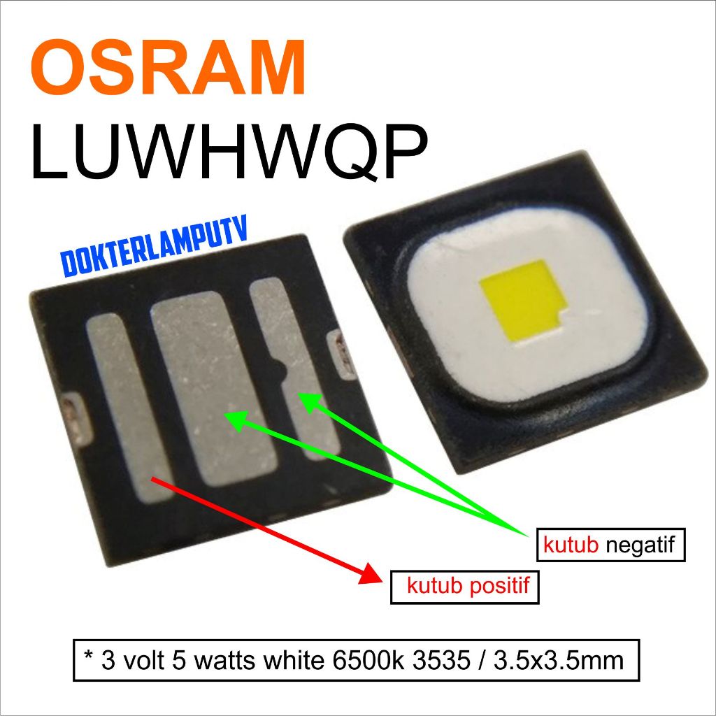 OSRAM OSLON BLACK FLAT 3535 3V 5W PUTIH UNTUK PENGGANTIAN LED MOTOR MOBIL PROYEKTOR DIY CREE