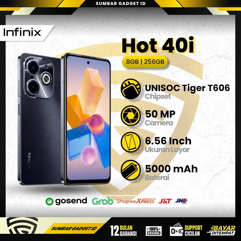 Infinix Hot 40i 8/256GB [+8GB Extended RAM] Handphone Terbaru Infinix Garansi Resmi 1 Tahun