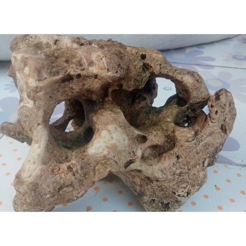 BATU KARANG GUNUNG bermotif rongga bolong, uk 15cm,batu aquarium berkarakter, batu aquaskep, batu bo