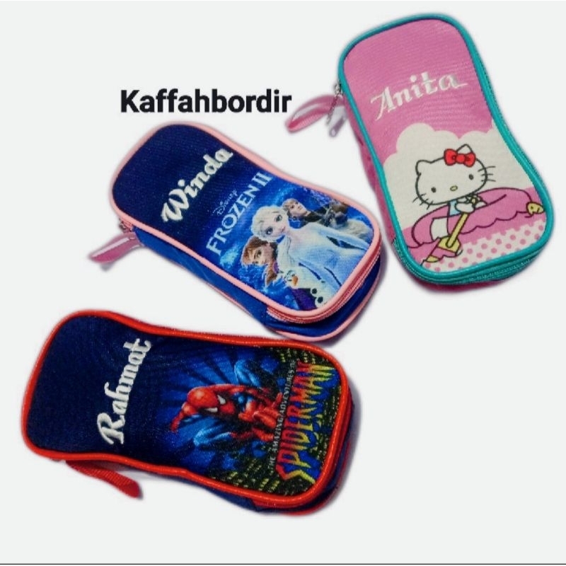 

Tempat Pensil Kotak Tas Pensil Gambar Kartun Riquest Bordir Nama Anak Tk Sd