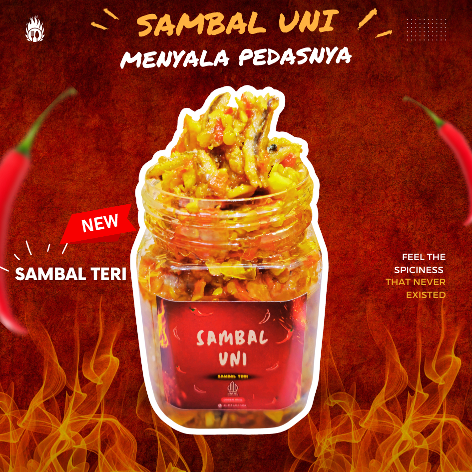 

Sambal Uni / Sambal Teri Khas Racikan Padang 150 gr / Bumbu Rempah Khas Padang/ Saus Sambal / Sambal Ikan Serundeng / Cumi / Bawang / Teri Medan / Ayam Suwir