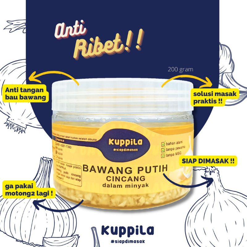 

Bawang putih cincang dalam minyak 200 gram kemasan JAR