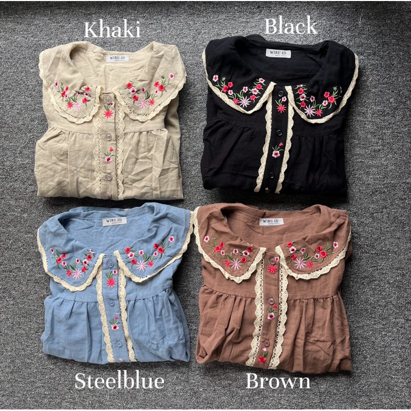 Wiru.Id - Nala 날라 Embroidery Linen Blouse  - Atasan linen - Atasan linen bordir - Blouse linen