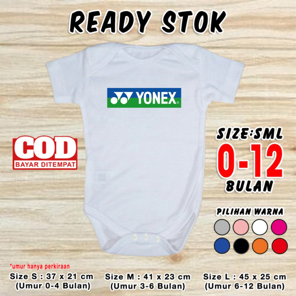 Baju Bayi Badminton YONEX Jumper Baby Pakaian Anak Balita Romper Newborn Kaos Bulu Tangkis Lucu Kost