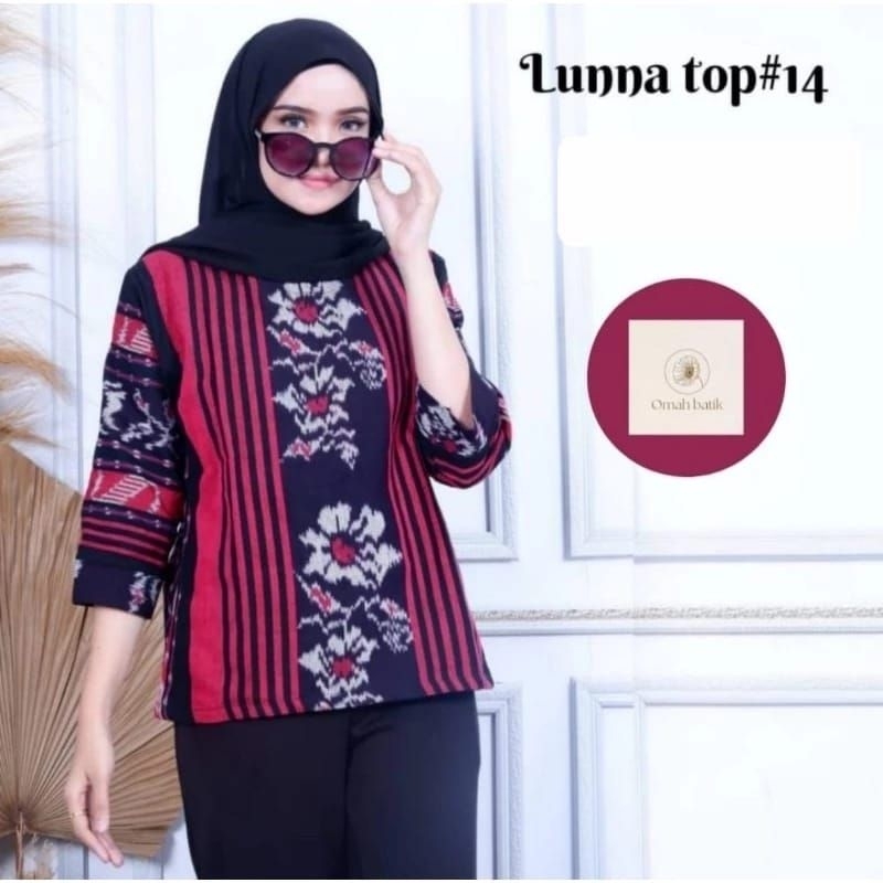 BAJU TENUN WANITA,BLOUSE TENUN ETNIK WANITA MOTIF KEKINIAN, BLUS KERJA